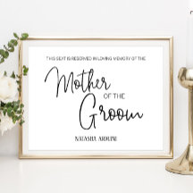 Mutter der Groom reservierten Gedenkstätte Hochzei