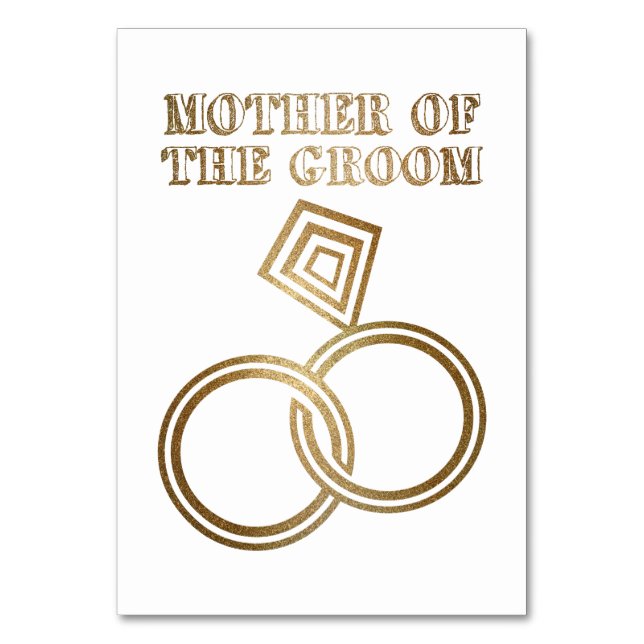 Mutter der Groom Romantic Gold Rings Hochzeit Tischnummer (Vorderseite)