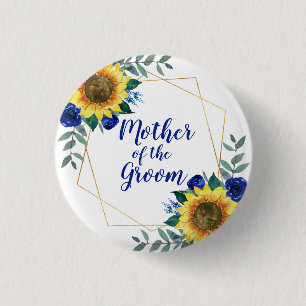 Mutter der Groom Sonnenblume Geometric Blue Button