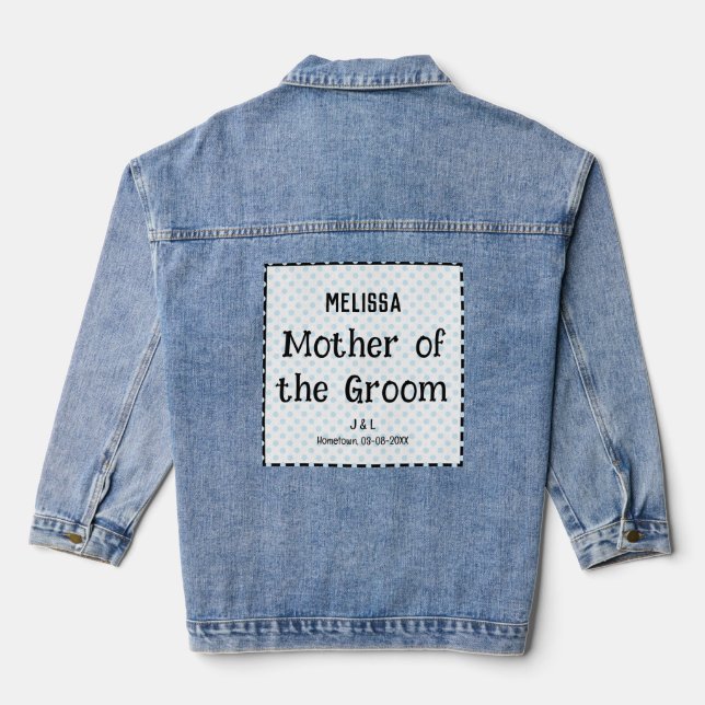 Mutter der Groom Stilvolle Hochzeit Personalisiert Jeansjacke (Rückseite)