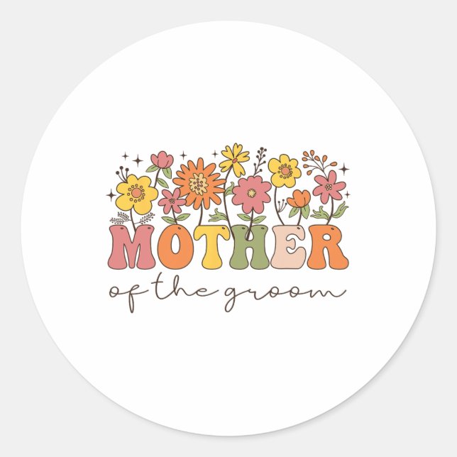 Mutter der Groom Wildblume Blumenstuhl Par Runder Aufkleber (Vorderseite)