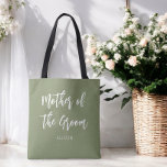 Mutter der Grünen Tüte<br><div class="desc">Mutter der Groom Hochzeitstasche in Sage Green und Weiß. Gut für Bachelor Geschenke Hochzeiten, Brautparty, Bachelor Party, Probe Dinner. Karo mehr Produkte mit diesem Design in der Kollektion unten.</div>