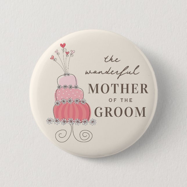 MUTTER DER GRUPPE Sweet Pink Wedding Cake Button (Vorderseite)