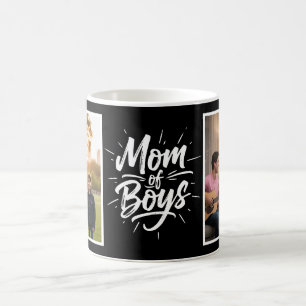 Mutter-der-Jungen-Pinsel-Schrift Zwei Foto Schwarz Kaffeetasse