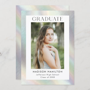 Mutter der Pearl Holographic Foto Graduation Party Einladung