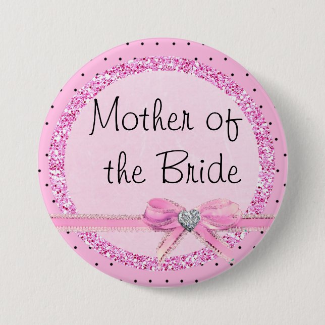 Mutter der Schaltfläche "Bride Pink and Black Dots Button (Vorderseite)