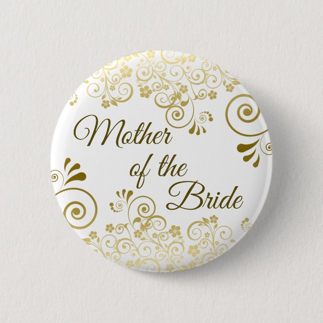 Mutter der Verzierten Goldphiligree Hochzeit Button (Vorderseite)