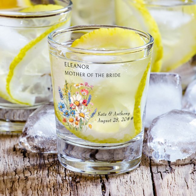 Mutter der Wildblume des Brautlandes Blumenhochzei Schnapsglas (Wedding Party shot glasses from Country Wildflower Wedding Collection by Darling & May)