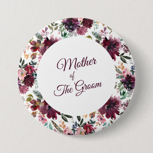 Mutter des Blume-Musters "Groom Burgundy Garden" Button