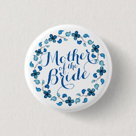 Mutter des Braut-blauen Blumenhochzeits-Knopfes Button