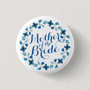 Mutter des Braut-blauen Blumenhochzeits-Knopfes Button