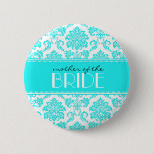 Mutter des Braut-blauen Damast-Knopfes Button