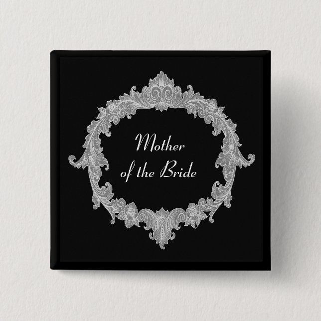 MUTTER des BRAUT Silber-Schwarzen Vintages V12 Button (Vorderseite)