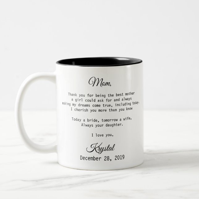 Mutter des Brautgeschenks Zweifarbige Tasse (Links)