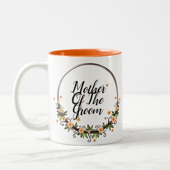 Mutter des Bräutigam-Blumenringes Zweifarbige Tasse (Links)
