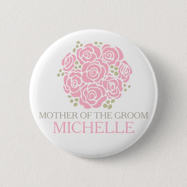 Mutter des Bräutigamrosa Button (Vorderseite)