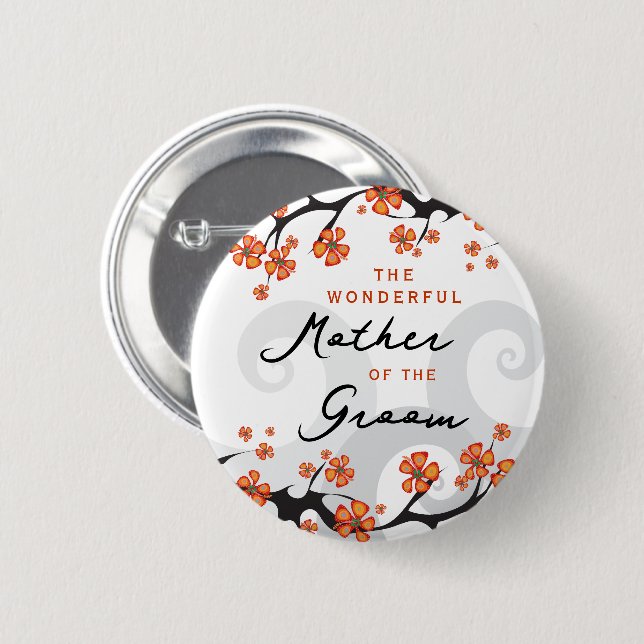 MUTTER DES BRÄUTIGAMS Tropische Blumen Hochzeitsta Button (Vorne & Hinten)