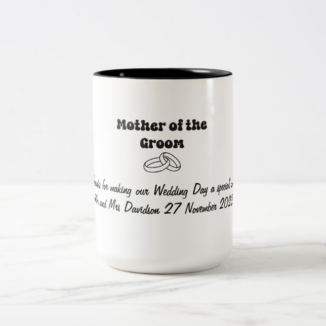 Mutter des Bräutigams Zweifarbige Tasse (Mittel)
