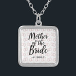 Mutter des Brautring-Musters und Name Versilberte Kette<br><div class="desc">Mutter der Braut Hochzeitsring Muster und Name Necklace.</div>