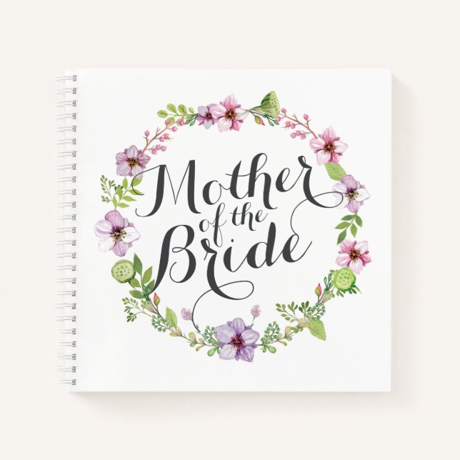 Mutter des Bride Elegant Wreath-Notebooks Notizbuch (Vorderseite)
