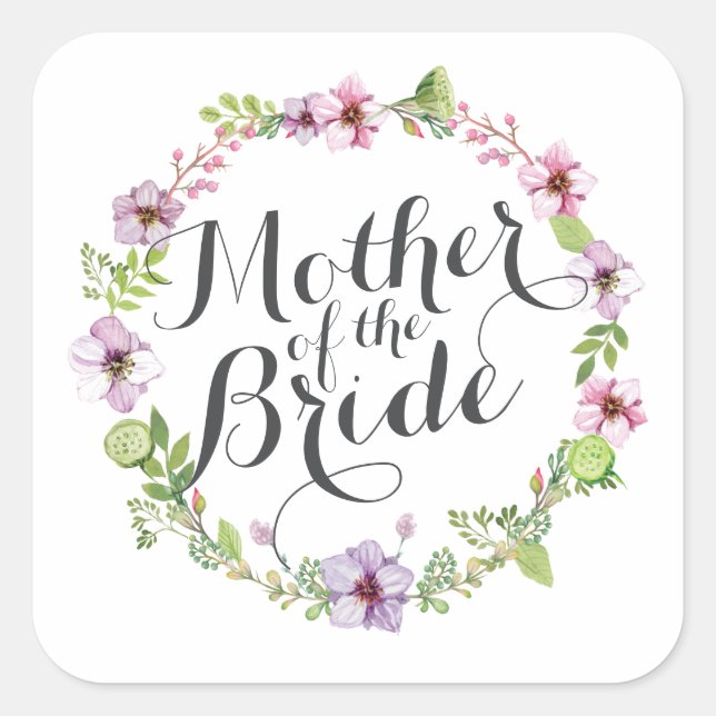 Mutter des Bride Elegant Wreath Sticker Siegel (Vorderseite)