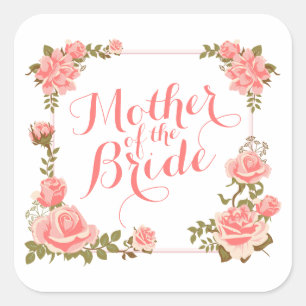 Mutter des Bride Elegant Wreath Sticker Siegel