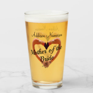 Mutter des Bride Flamingo Wedding Heart Glas