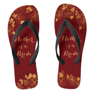 Mutter des Bride Gold Foliage Burgund Flip Flops
