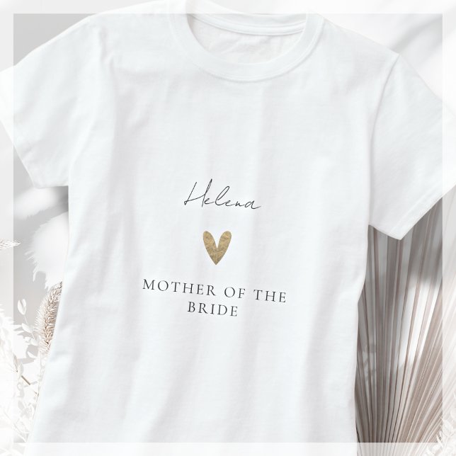 Mutter des Bride Gold Heart Modernes Drehbuch T-Shirt (Von Creator hochgeladen)