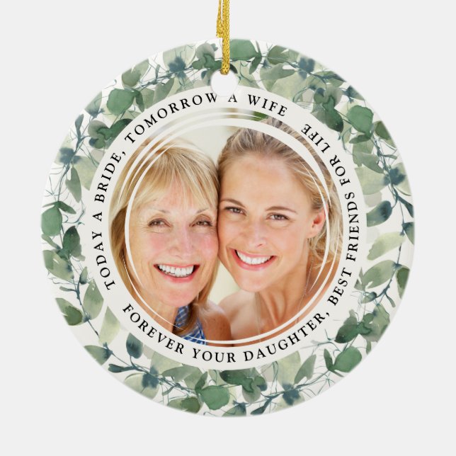 Mutter des Bride Keepake Gedicht-Fotos Keramik Ornament (Hinten)