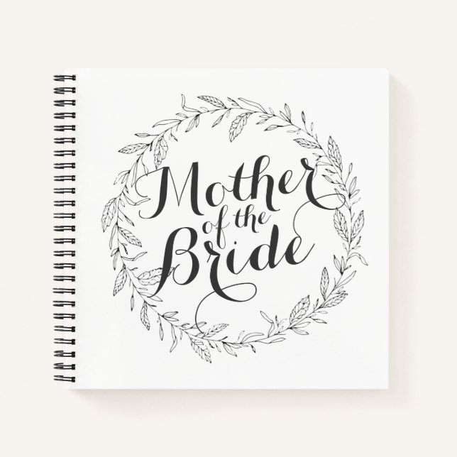 Mutter des Bride Simple Floral Wedding Notebook Notizbuch (Vorderseite)