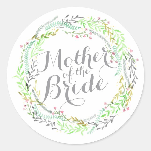 Mutter des Bride Watercolor-Hochzeitsticker Runder Aufkleber (Vorderseite)