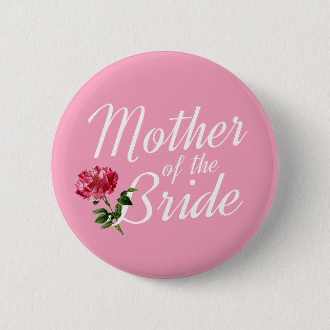 Mutter des Bride Wedding Calligraphy Button Button (Vorderseite)