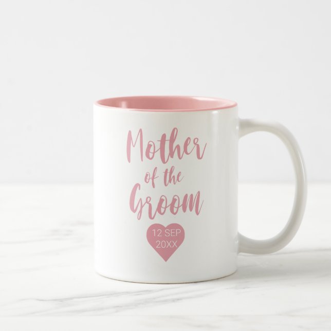 Mutter des eleganten rosa Groom-Skripts Zweifarbige Tasse (Rechts)