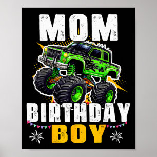 Mutter des Geburtstagsjungen-Monstertruck-Familien Poster