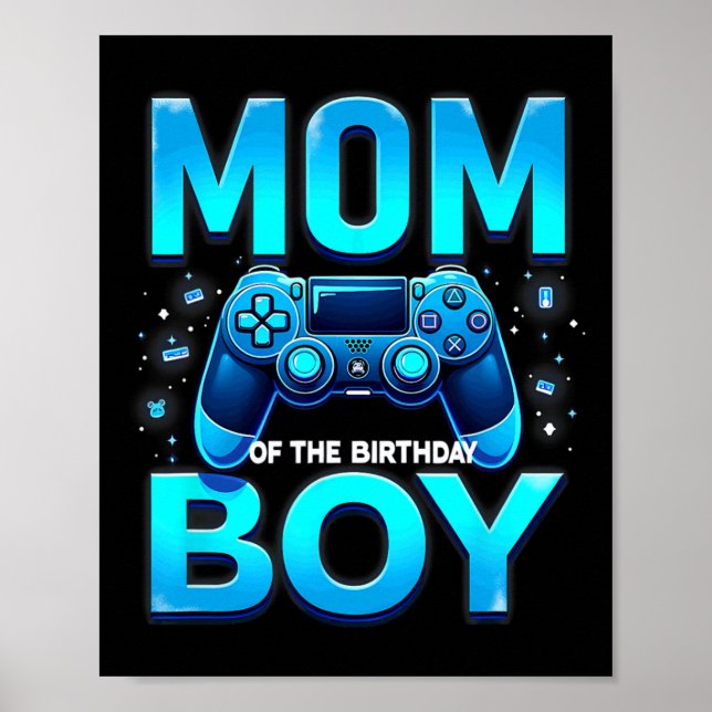 Mutter des Geburtstagsjungen Videospieler Gaming  Poster (Vorne)