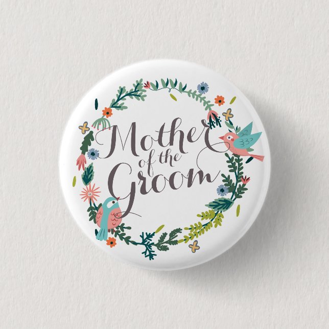 Mutter des Groom-Blumenkranzes Hochzeitsschaltfläc Button (Vorderseite)