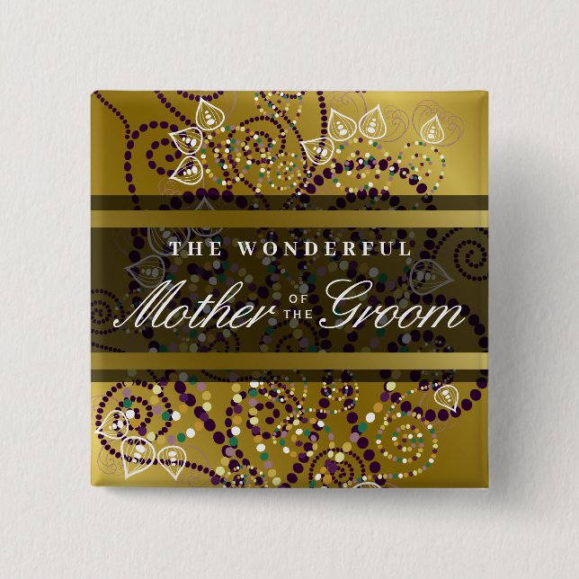 MUTTER DES GROOM Boho Spirals Wedding Button (Vorderseite)