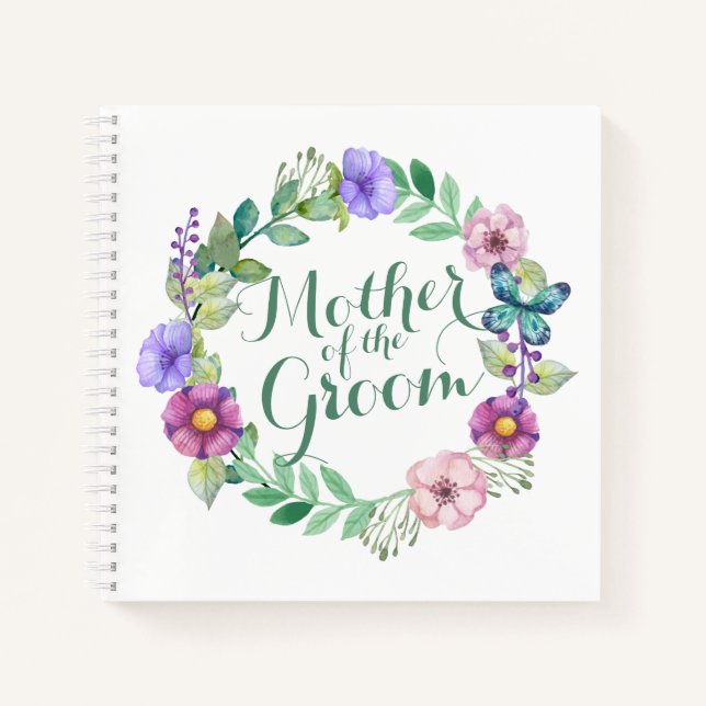 Mutter des Groom Elegant Floral Wedding Noteboo Notizbuch (Vorderseite)