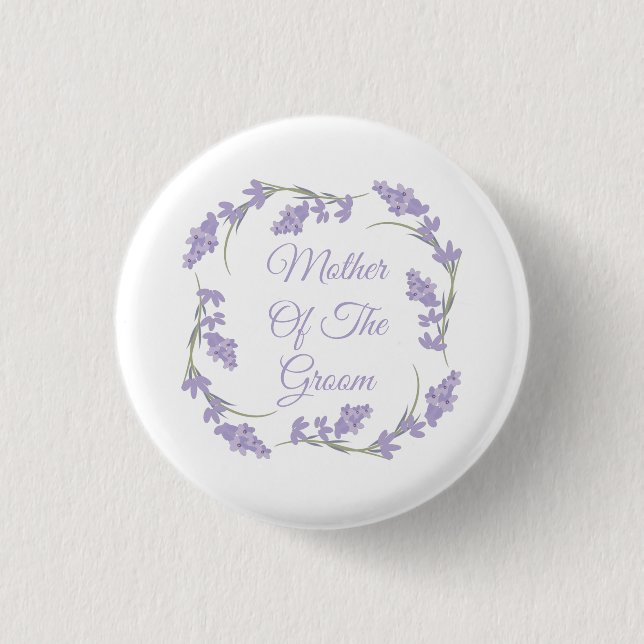 Mutter des Groom Lavender Floral Kranz Button (Vorderseite)
