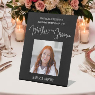 Mutter des Groom Memorial Foto Black Wedding Sockelschild