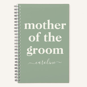 Mutter des Groom Minimal Moderne Name   Sage Green Notizbuch