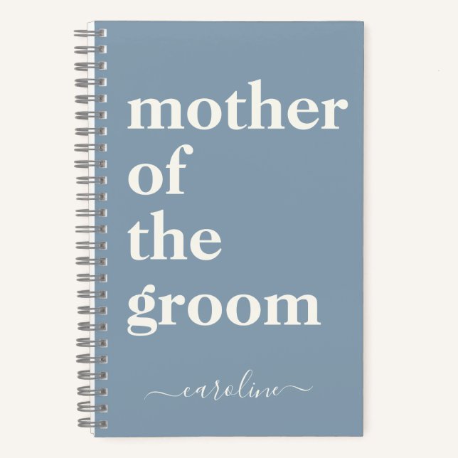 Mutter des Groom Minimalistisch Modern Custom Blue Notizbuch (Vorderseite)