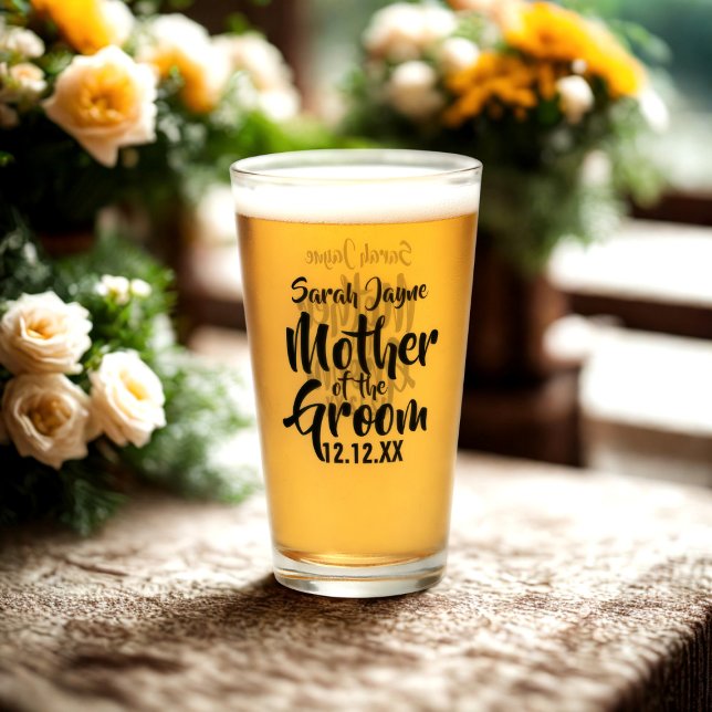 Mutter des Groom Wedding Elternglases Glas (Treat the Mother of the Groom to this glass with her name and your wedding date)