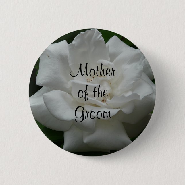 Mutter des Grooms, Weiße Rose Button (Vorderseite)