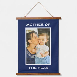 Mutter des Jahres Personalisierte Mama des benutze Wandteppich Mit Holzrahmen