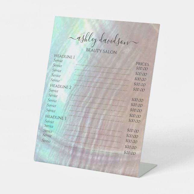 Mutter des Peelinsymbols Seashell Pricing Pedestal Sockelschild (Vorderseite)