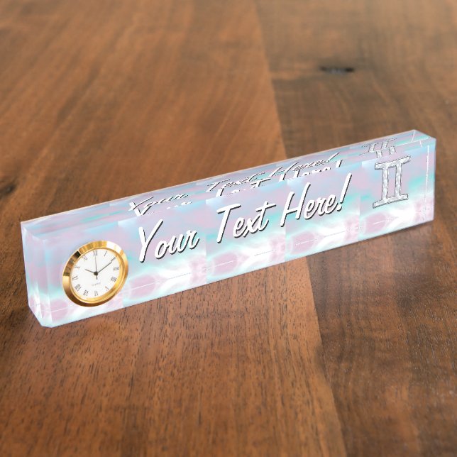 Mutter des Perlstils Gemini Zodiac Symbol Namensplakette (Seite)