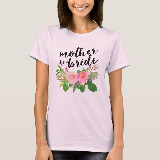 Mutter des schicken Aquarells der Braut mit Blumen T-Shirt (Vorderseite)