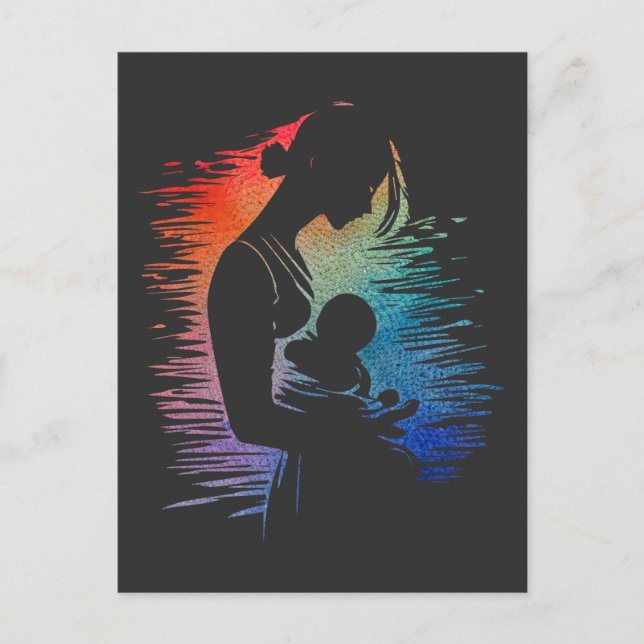 Mutter, die ihr Baby, ihre Mutter und ihre Babyski Postkarte (Vorderseite)